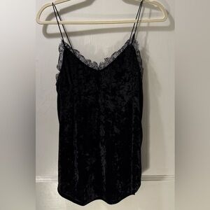 Kimchi Blue Black Velvet Lace Trim Tank Top